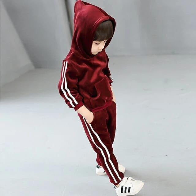 SPO151-RLG Baby Boys & Baby Girls Velvet Casual Track Suit