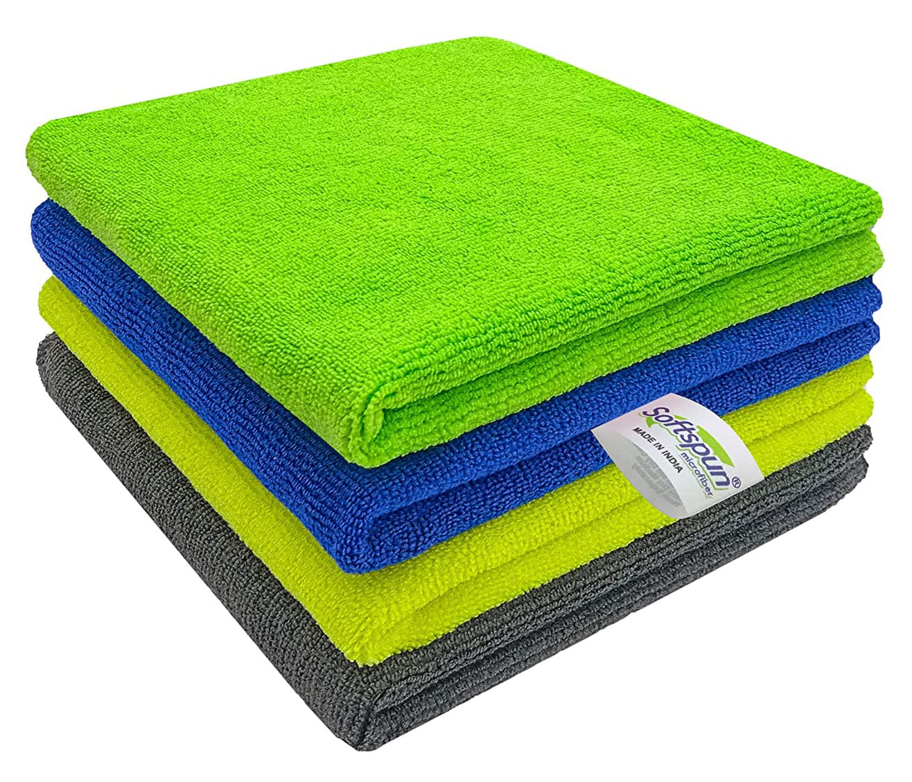 SPO116-SOFTSPUN Microfiber Cleaning Cloths, 4pcs 40x40cms 340GSM Multi-Colour!