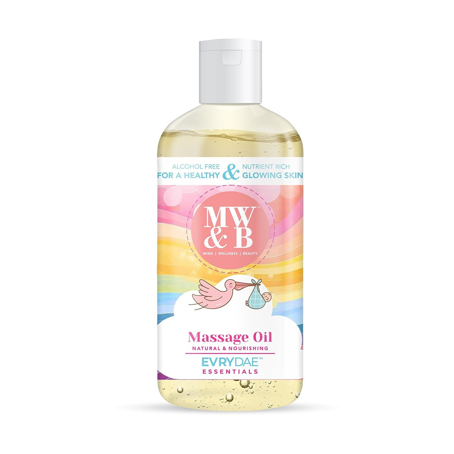 SPO803-MW&B EVRYDAE Essentials Baby Massage Oil 200ML_Pack of 3 | Natural | Oil for Baby Skin Care | Almond | Coconut | Lavender | Rose | Alcohal & Toxin Free