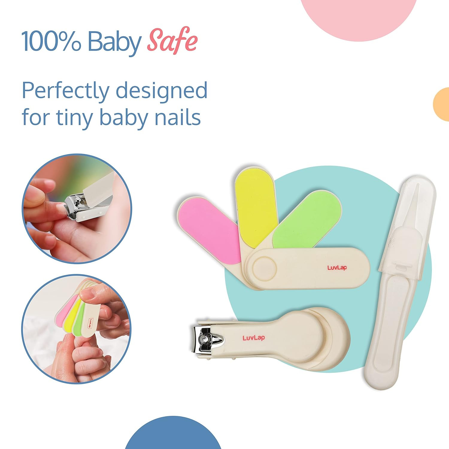 SPO805-LuvLap 7In1 Baby Grooming Kit,Portable Baby Grooming Kit for New Born Baby,Finger Brush,Hair Brush,Comb,Baby Nail Scissor,Baby Nail Cutter,Tweezer,Nail Filer,Newborn,Infants,Toddlers