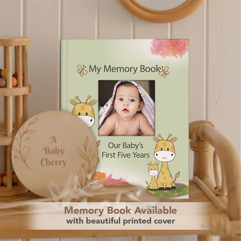 SPO810-A Baby Cherry - Baby Record Book with Photo Album || Baby Memory Book for First 5 Years ||A Modern Baby Record Books For Memories||Perfect Baby Gift for Boy or Girl Multicolor