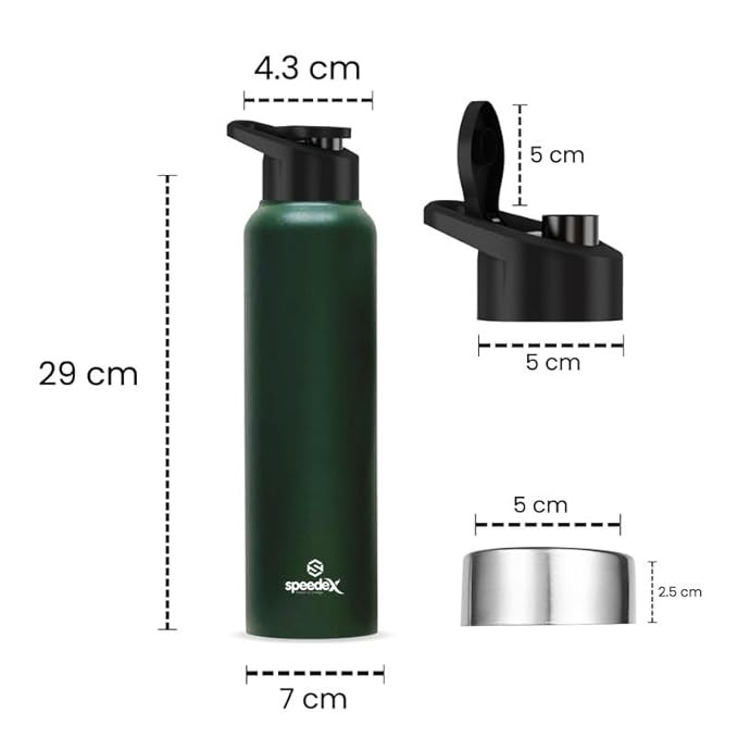 Speedex BIS Certified Stainless Steel Sports/Fridge Water Bottle 1 Ltr with Sipper Cap - 1000ml | For Home, Office, Gym, Men, Womens, Kids - Olive Green Colour - Set Of 1