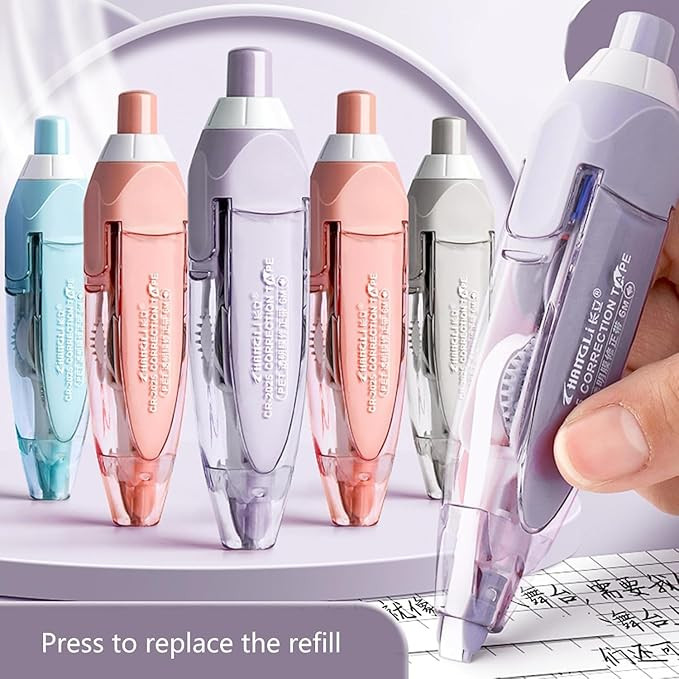 Correction Tape – 6 Meter X 5 MM for Journal, Correction Pen, Smooth & Clean White Tape Roller for Quick & Easy Paper Correction, Office & School Stationery Supplies (Multicolor) (Pack of 1)