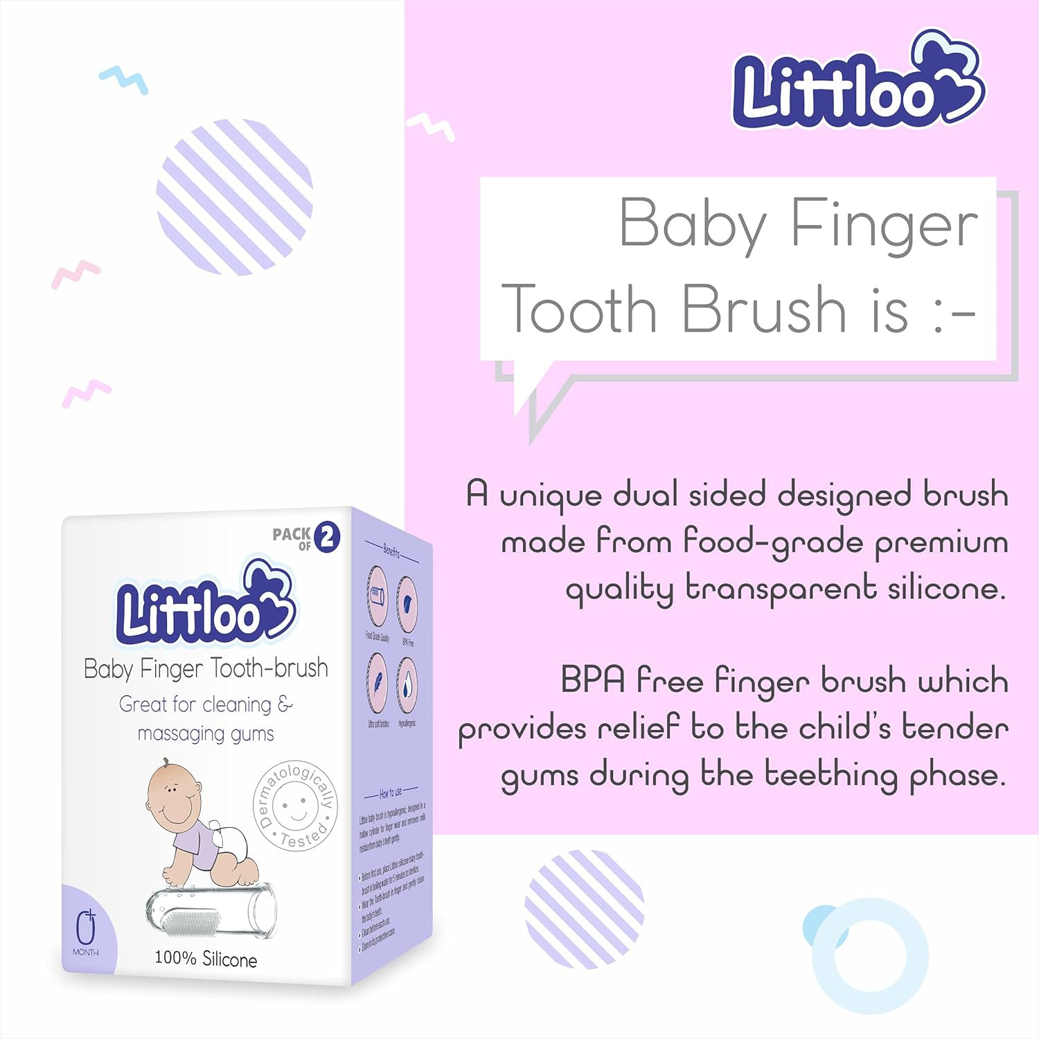 LITTLOO Silicone Baby Finger Toothbrush