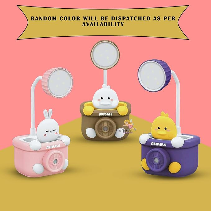 WISHKEY 3 in 1 Night Lamp USB Chargeable Light for Bedroom, Night Lamp for Kids with Pencil Sharpener & Pen Holder Stand Girls & Boys, Plastic Design for Child's Room (Multicolor)
