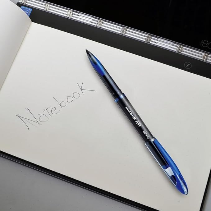 UNI-BALL Air UBA188M 0.5 mm Roller Ball Pens, Blue & Black Ink, Pack of 4