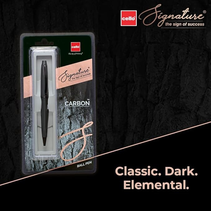 Signature Cello Carbon Ball Pen|Blue Ink|1 Ball Pen|Elegant Matte Black Finish|Premium Metal Pens for Office Use|Stylish Gifts for Christmas and New Year|Gifts for Men and Women