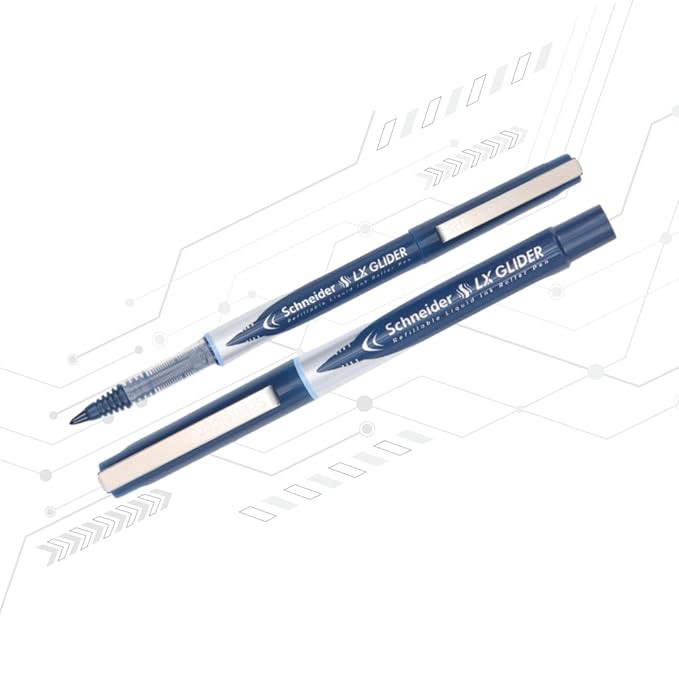 Luxor Schneider, LX Glider Pens, Pack of 3, Ink- Blue, Hybrid Tip, Refillable, Liquid Ink Roller Pen, Smooth and Precise, Essential Writing Tool