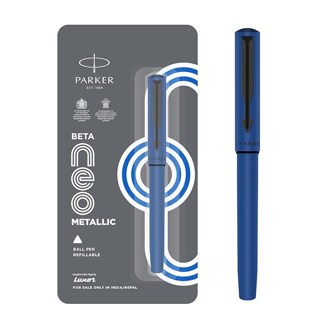 Parker Beta Neo Metalic Blue | Ball Pen | Blue ink | Perfect for Students and Working Professionals