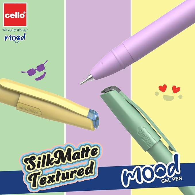 Mood Gel Pen Set|Pack Of 25 Gel Pens|19 Blue,4 Black&2 Red Ink Colour Pens|Smooth Writing Experience|For School And Office Use|Best Pen For Exams