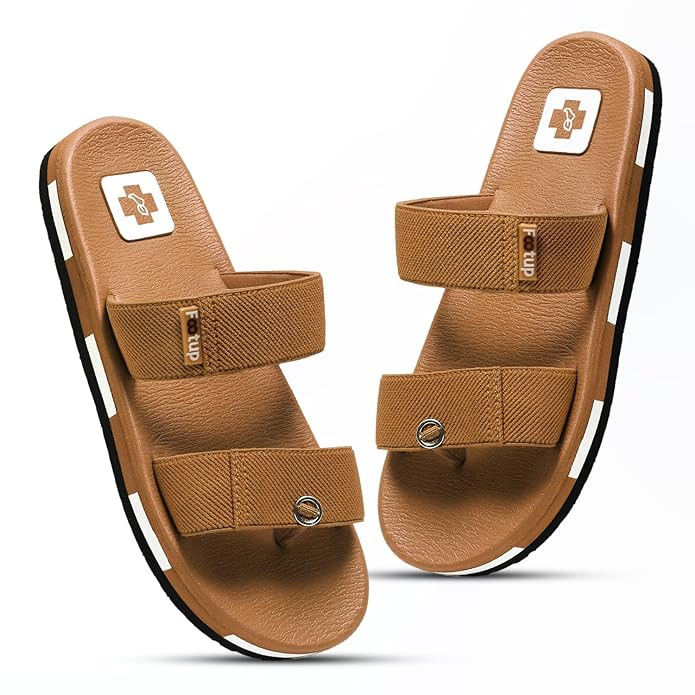 Men’s Dual Strap Comfort Slides | Stylish Anti-Skid Slippers with Cushioned Sole | Adjustable Walking Sandals for Everyday Indoor & Outdoor Use