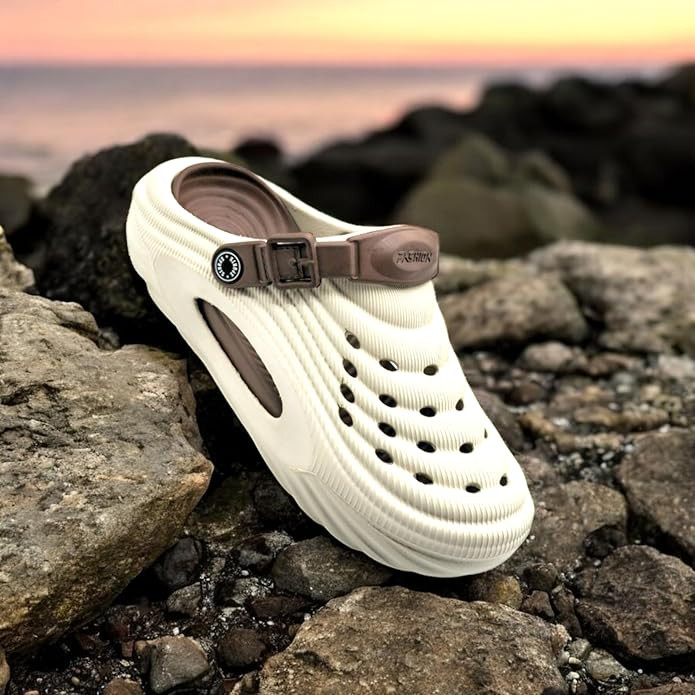 Inklenzo Men's Sandals Clogs Mules for Men & Boys - CreamComfortable, Extra Soft, Lightweight, Non-Slip, Waterproof, Adjustable Back Strap, Stylish, Classic, Casual, Everyday Mules