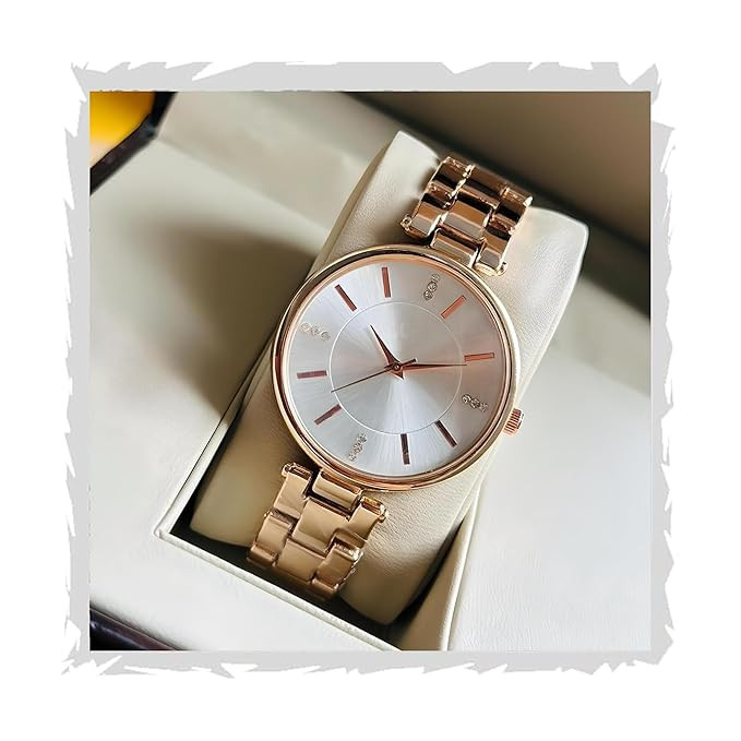 styledose Women Analogue Wrist Watches for Women's & Girls&Miss&Ladies Diamond Studded Dial Rosegold Colored Stylish Bracelet Strap