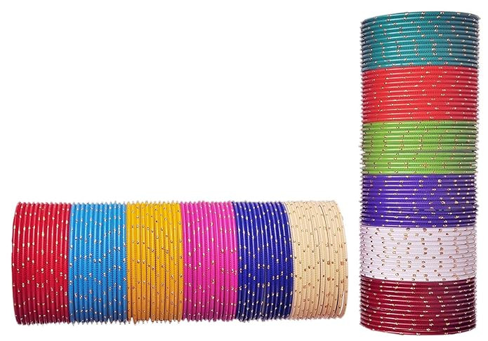NMII Stylish Multi colour Metal Bangles set for women and Girls with Zari and Cutting Design | Fancy Multicolour Bangles for women | Metal Chudi Set For Women | Women's Bangles