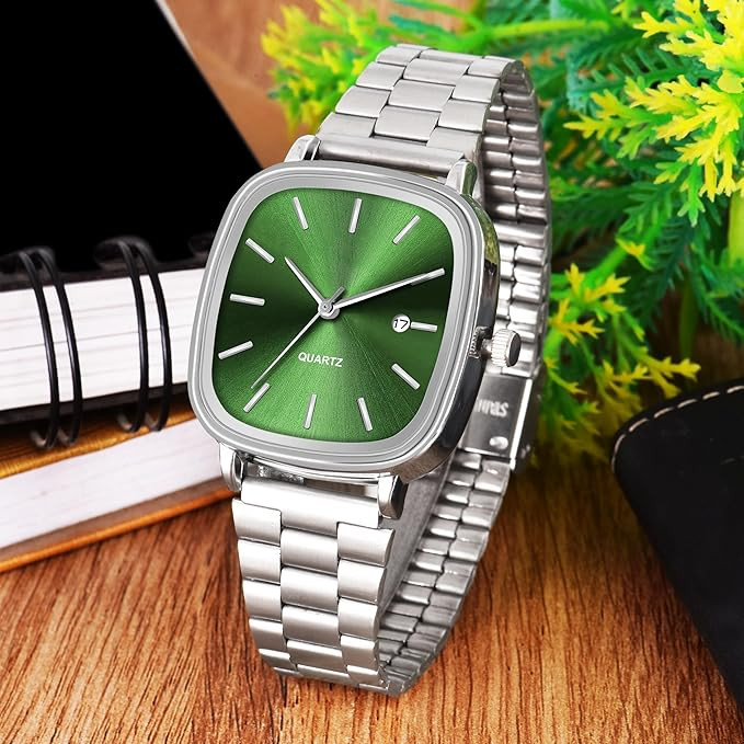 Shocknshop Stainless Steel Analog Square Dial Date Display Unisex Wrist Watch for Men & Women -WCH136
