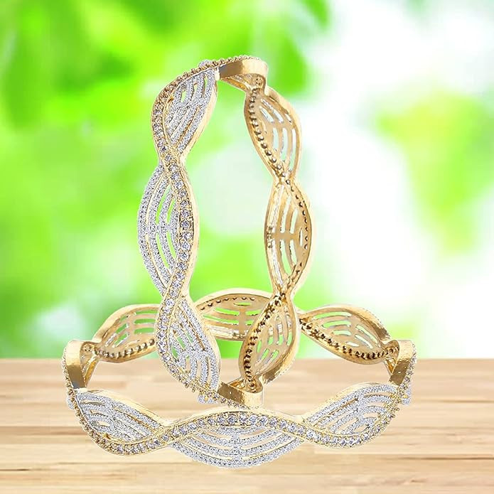 YouBella American Diamond Gold Plated Jewellery Bangles for Women and Girls