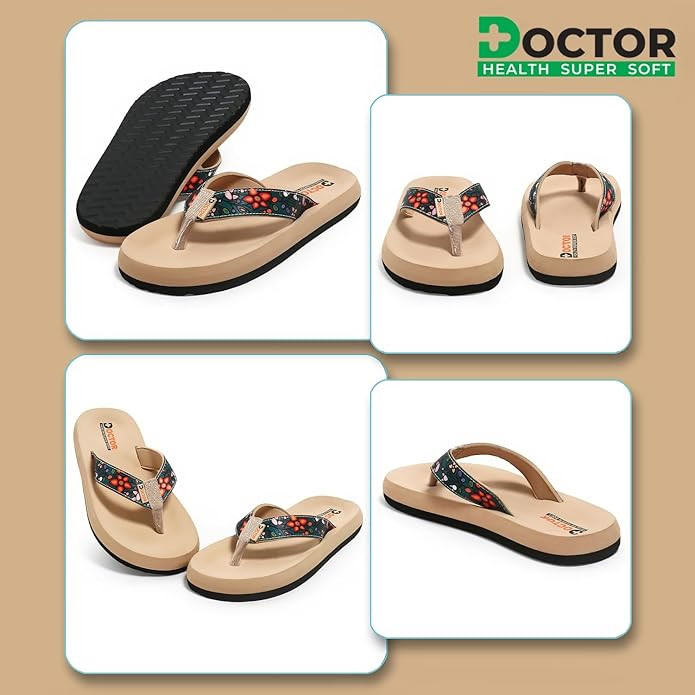 DOCTOR HEALTH SUPER SOFT Women's Flip-Flops Slippers | Red Flip-Flops | Women's & Girl's Slippers | Comfortable & Lightweight | Soft Foot Massager | All Day Wear Flip-Flops Slipper