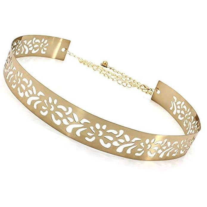 YouBella Jewellery Celebrity Inspired Adjustable Metal Plate Type Golden Kamarband Waist Belt for Women/Girls