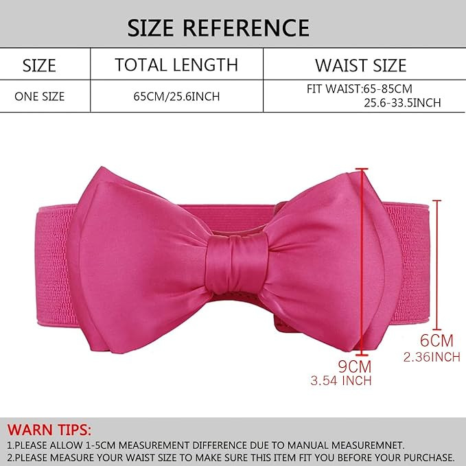 SYGA Women Bow Waist Band Elastic Pu Leather Fashionable Waist Belt for Girls 60-80cm Retro Ladies Waist Belt For Jeans Short & Long Dress Skirt Sweater Shirt