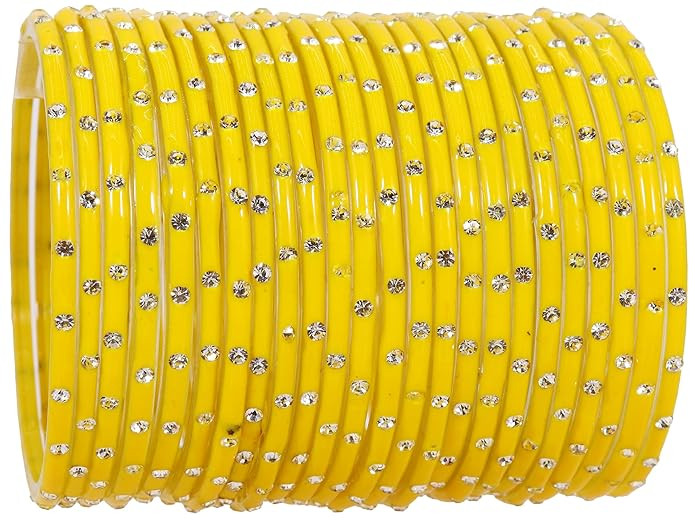 LAVAZZA Glass with Diamond Bangles Set For Women & Girls | Stone Bangles Set | Kanch ki Chudi Set | Women's Bangles Bracelet | Bangles For Daily use, Wedding, Party- Set of 24