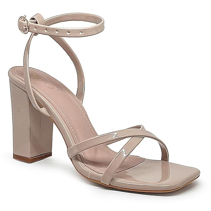 WFS Women 3.5 Inch Elegant Block Heel Sandals for Women with Ankle Strap