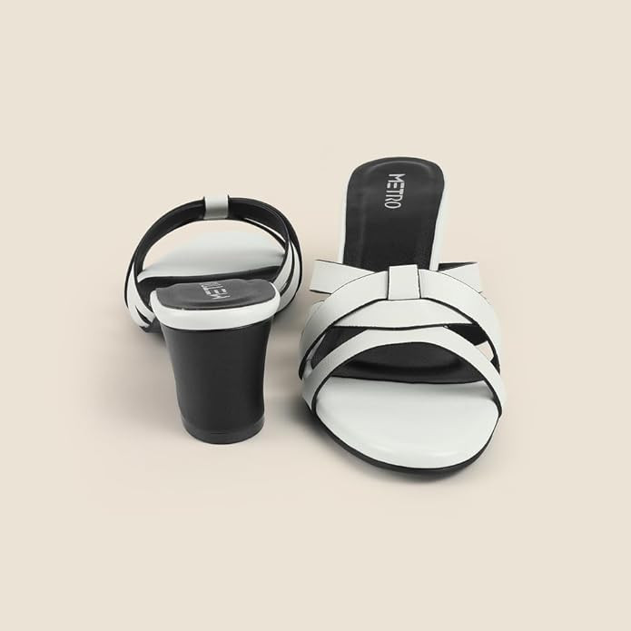 Metro Women Synthetic Strappy Mid Heel Sandals