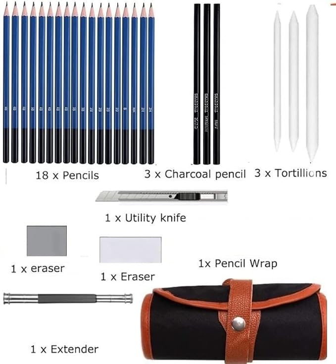 Wynhard Sketch Drawing Pencil Set Drawing Sketching Pencil Kit 28 Shading Pencils Set Drawing Sketch Set Drawing Pencil Set For Artists, Black