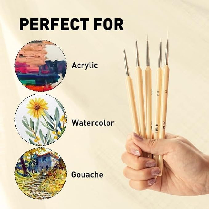 ARTIOS Flat Wash Paint Brushes Set - Handmade Professional Artist Painting Brush Set for Acrylic & Gouache Painting with Brush Holder (1 inch, 1.5 inch, 2 inch wash Brush)(Wood)