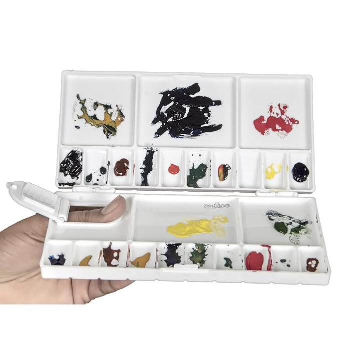 Palette for Painting, Watercolor Palette, Colour Mixing Pallet, Painting Accessories, Color Plate, Acrylic Paint Tray for Painting with Lid & 25 Compartments for Artists, Students & Kids