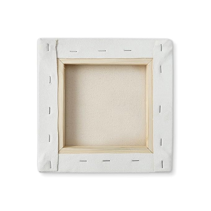 Medium Grain Artist Stretched Canvas 8" x 8" | Primed Cotton | Suitable for Acrylic, Oil & Alkyd Paints – for Painting, Sketching & Drawing | Pack of 4