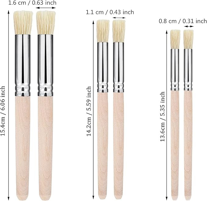 KABEER ART Stencil Brush Set of 6 pc for Acrylic and Oil Painting(Wood)