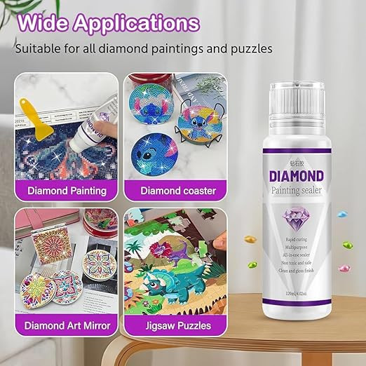 Diamond Painting Sealer 120ML – 5D Diamond Art Glue Sealer with Shine Finish – Permanent Hold Puzzle & Craft Glue for Diamond Painting Accessories