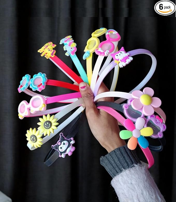 NEOBABY Cartoon Hairbands for Girls & Women – Cute and Funny Headbands for Kids, Toddlers & Babies | Fun Hair Accessories (Multiple Designs, Pack of 6 Pcs)