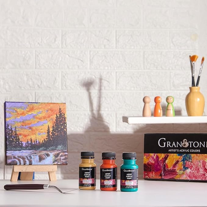GRANOTONE Acrylic Colour Set 50 ml Each Pack of 16 Water Based Pastels Non Toxic Fast Drying Multicolor Craft Canvas Paints Ideal for Pro Artists Beginners Hobby Painters and Kids
