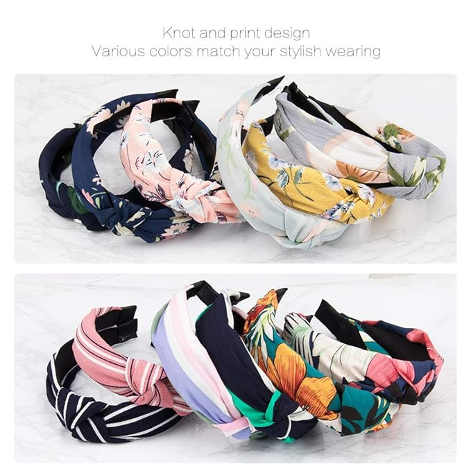 Velscrun 12 Pack Wide Headbands for Women Cross Knot Hair Bands Fashion Elastic Hairband Girls Hair Accessories