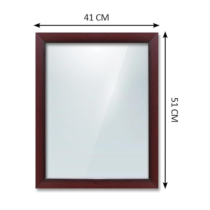 amazon basics Exquisite Wall Mirror | Versatile Usage for Entryways, Living Rooms, Bedrooms, Bathrooms | Durable & Clear Reflection | Standard Trim (Rosewood) | 41 cm X 51 cm, Rectangular