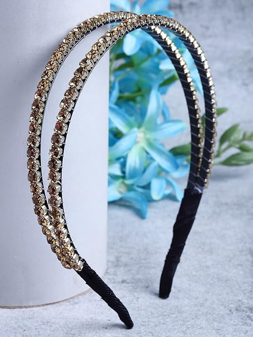 Vogue Hair Accessories Crystal Beaded Plastic Fancy Party Wedding Hairband For Girls