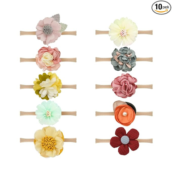 POLKA TOTS Cotton Flower Headband Set - Multicolor - Set Of 10