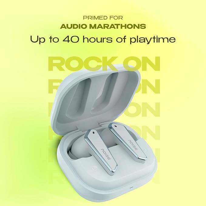 Noise Buds N1 Truly Wireless Earbuds with Chrome Finish, 40H of Playtime, Quad Mic with ENC, Ultra Low Latency Gaming (Up to 40 Ms), Instacharge(10 Min=120 Min), Bluetooth V5.3(Ice Blue)