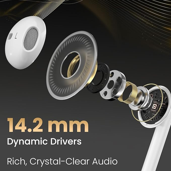 Portronics Conch Theta C in Ear Type C Wired Earphones with in Line HD Mic, Powerful Audio, 14.2mm Driver, Unique Earbuds Design, TPE Anti Tangle Wire, in line Controls, Wide Compatibility(White)