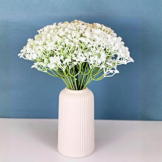 SATYAM KRAFT 20 Pcs Artificial Baby’s Breath Flowers (Gypsophila) Bouquet for Gifting, Home Decor, Bedroom, Table Centerpiece, DIY Craft, Valentine's Day, Christmas Decoration (28.5 cm, Without Vase)