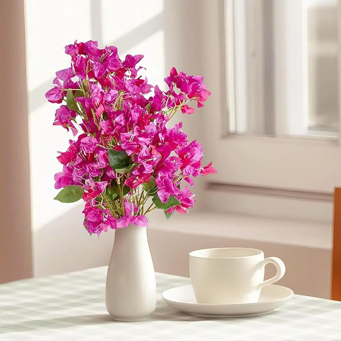 CURATED CART Bougainvillea Artificial Flowers 30 Inch Purple Mix - 1PCS Realistic Silk Faux Flower, UV Resistant Long Stem, Fake Hanging Vines for Outdoor Wedding Arch, Garden, Porch, Home Decor