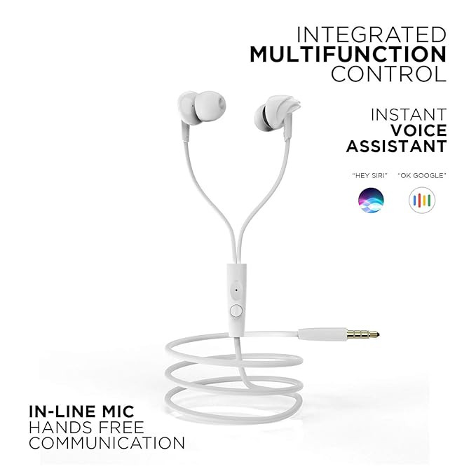 boAt Bassheads 100 in Ear Wired Headphones with Mic (White)