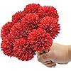 TIED RIBBONS Pack of 6 Artificial Chrysanthemum Ball Flowers Stick Bunch (Dark Red, 29 Cm) for Vase Pot Home Decor Living Room Bedroom Office Table Decoration Items (Pot Not Included) - Polyester