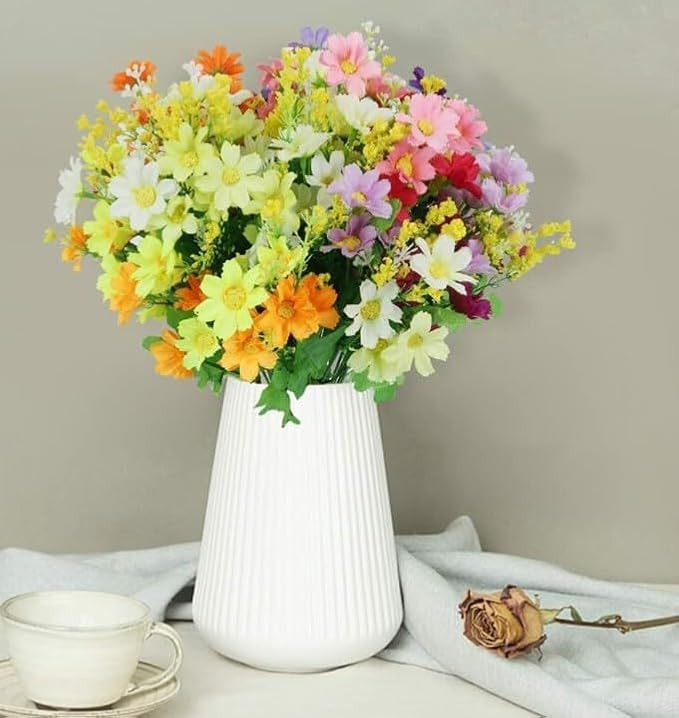 VRB Dec Plastic Tm 2 Pcs Artificial Lavender Flower Bunch For Home Decor|Faux Flowers For Vase|Decoration Items For Home,Diwali,Chritmas Living Room|Decoration&Craft (Daisy Flower Stick Mix Color,2)