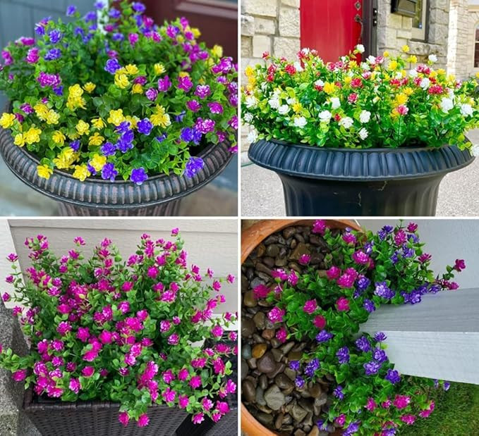 VRB DecTM 2 Pcs Artificial Eucalyptus Flower Bunch for Home Decoration | Faux Flowers for Vases | Decoration Items for Home, Living Room | Restaurant Decoration and Craft (Mix Color, 2)