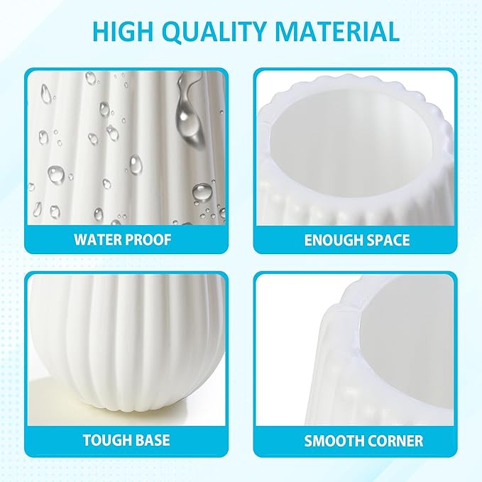 bvslf Flower Vase for Home Office Decor, Decorative Vase for Home Decor Center Table Bedroom Living Room & Office Decoration, Flower Holder, Set of 1, White Plastic Vase