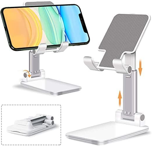 DC-787 Foldable Mobile Tabletop Stand Adjustable Phone Holder and iPad Stand & For Bed , Table, Office, Video Recording Compatible With All Smartphones, iPad, Tablet (Black, White & Pink )