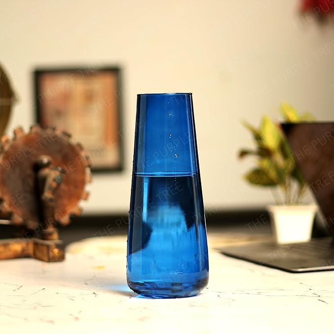 The Purple Tree Tapered Glass Vase for Home Decor Center Table Bedroom Living Room and Office Decoration (Pack of 1, Midnight Blue) Luster Glass Vase, Decorative vase, Diwali Gift