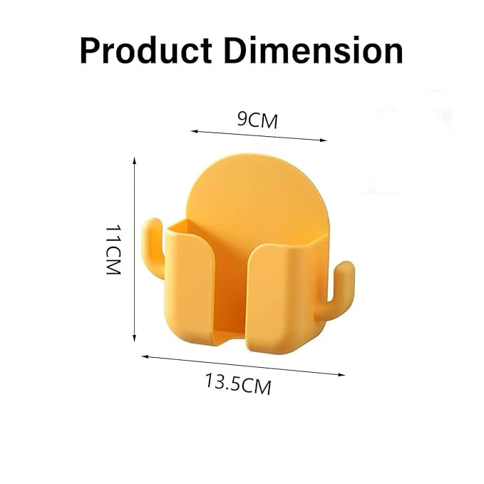 Wall Mount Phone Holder with 2 Hooks | Mobile Charging Stand for All Smartphones | Ideal for Bedroom, Bathroom, Kitchen, Office Desk, Table Top | Sturdy (Pack of 4) Multicolor